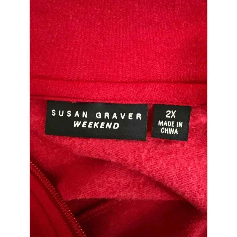 Susan Graver Weekend Red & Gold Long Sleeve Jacket Women’s Size 2X - Picture 5 of 6